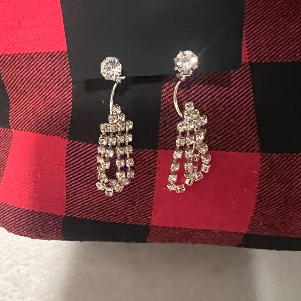 Old Navy NWT silver plated diamond dangle pierced earrings